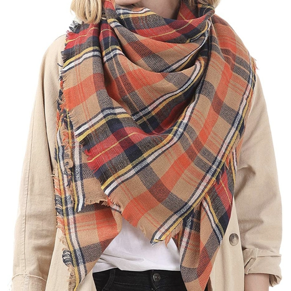 NWT American Trends Plaid Scarf Poncho 🧣 Cozy Chunky Shawl Wrap Scarf